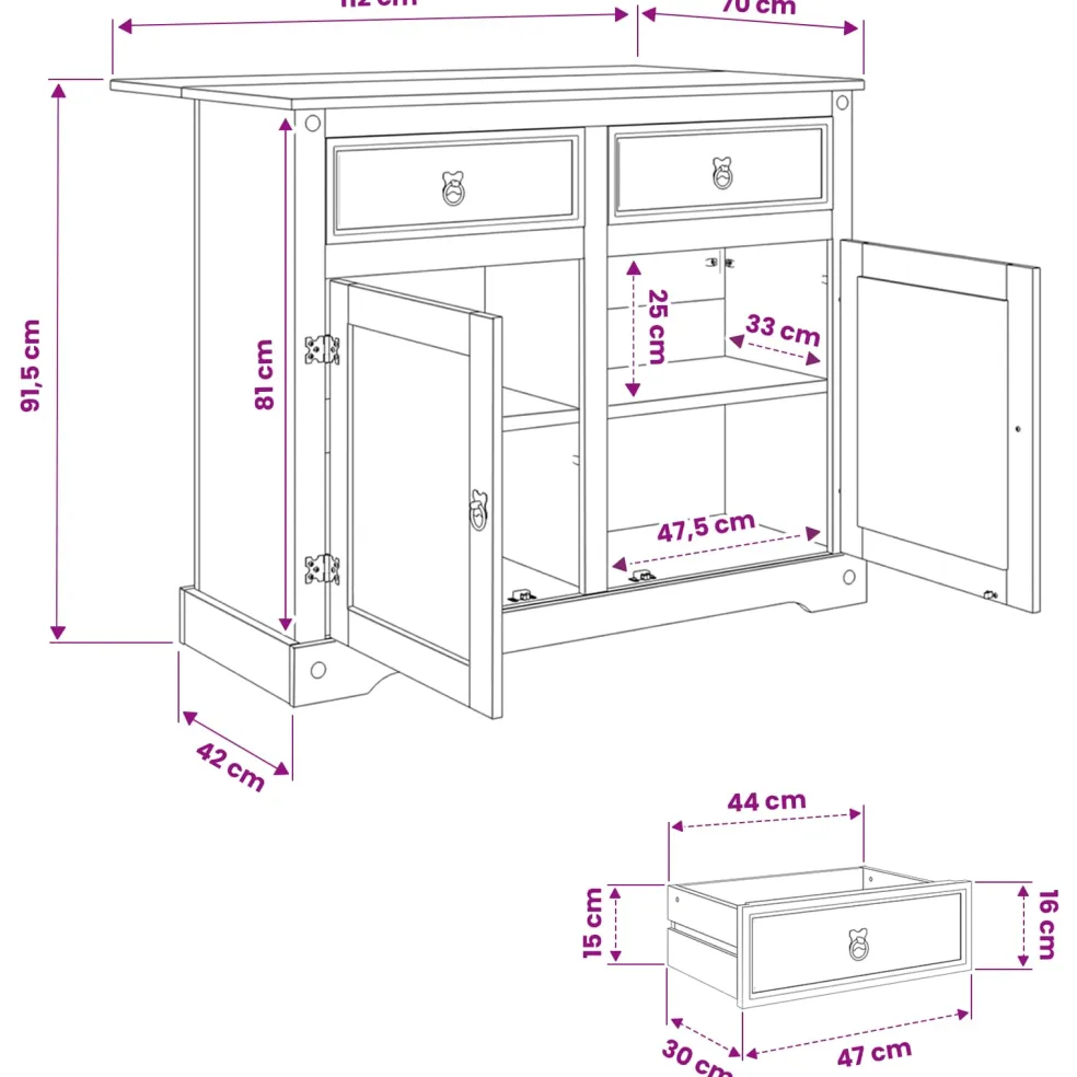vidaXL Keuken Eiland Set Wit en Honing Was 112 x 70 x 91,5 cm