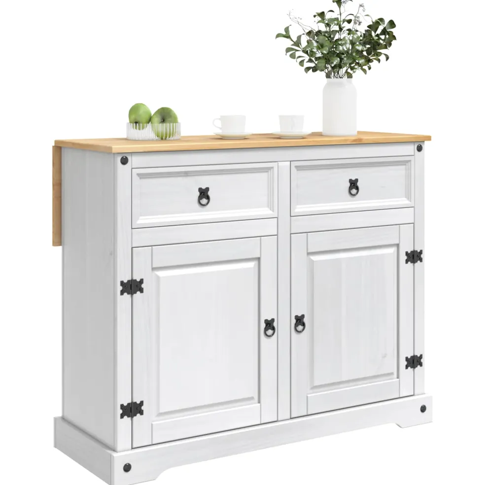 vidaXL Keuken Eiland Set Wit en Honing Was 112 x 70 x 91,5 cm