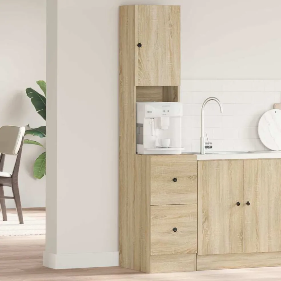 vidaXL Keukenkast Beige 35 x 50 x 180 cm Bewerkt hout