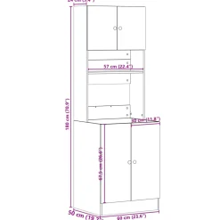 vidaXL Keukenkast 60x50x180 cm bewerkt hout sonoma eikenkleurig