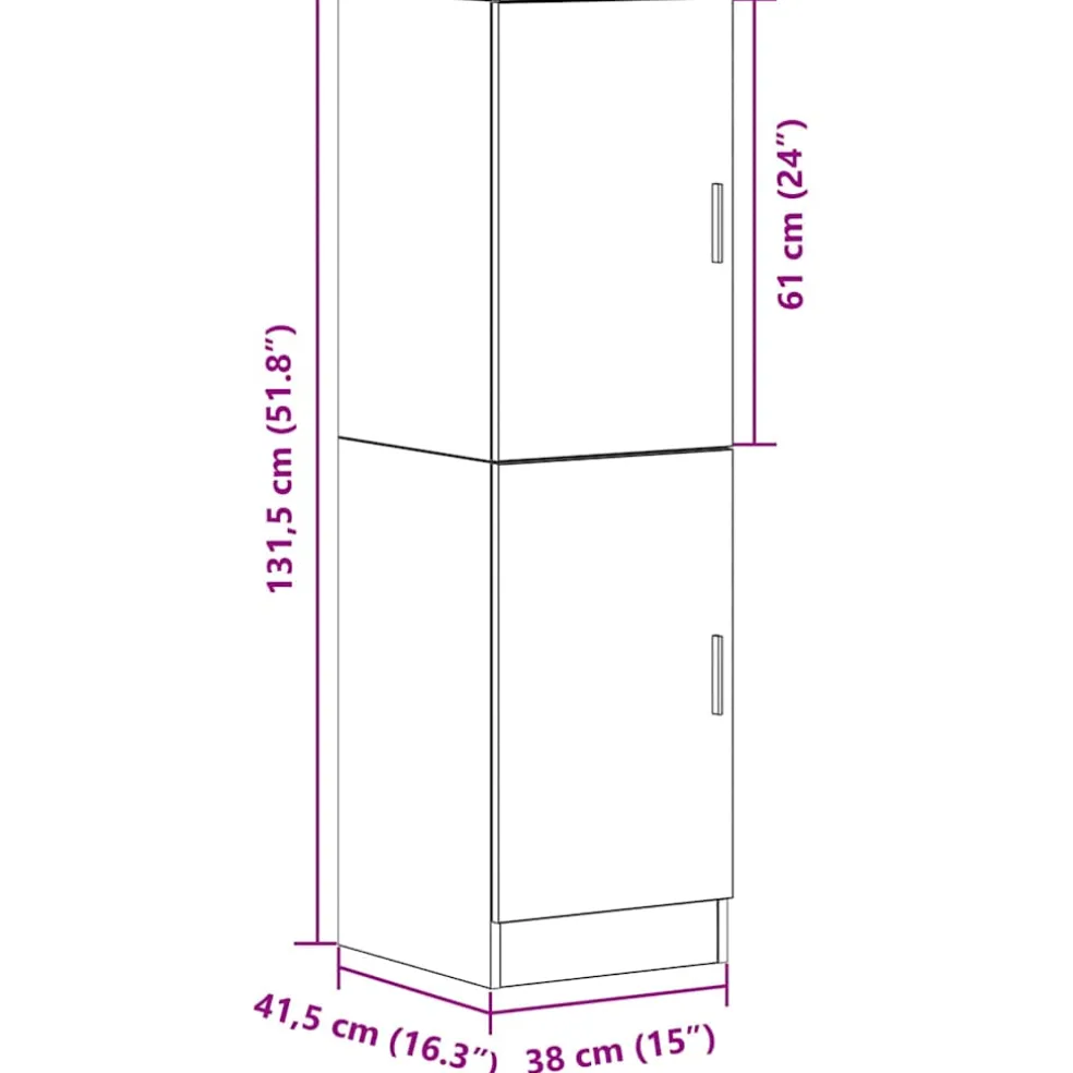 vidaXL Keukenkast 38x41,5x131,5 cm bewerkt hout wit