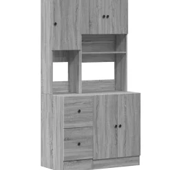 vidaXL Keukenkast 95x50x180 cm bewerkt hout grijs sonoma eiken