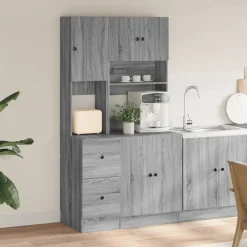 vidaXL Keukenkast 95x50x180 cm bewerkt hout grijs sonoma eiken