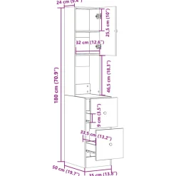 vidaXL Keukenkast 35x50x180 cm bewerkt hout wit