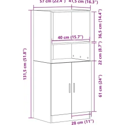 vidaXL Keukenkast 57x41,5x131,5 cm bewerkt hout sonoma eikenkleurig