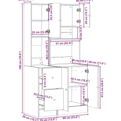 vidaXL Keukenkast 95x50x180 cm bewerkt hout wit