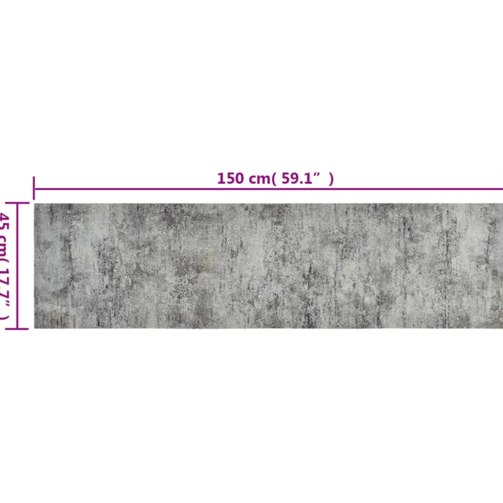 vidaXL Keukenmat wasbaar betonprint 45x150 cm fluweel