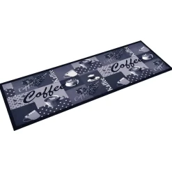 vidaXL Keukenmat wasbaar Coffee 45x150 cm blauw