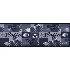 vidaXL Keukenmat wasbaar Coffee 45x150 cm blauw