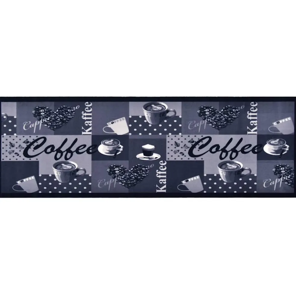 vidaXL Keukenmat wasbaar Coffee 45x150 cm blauw