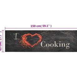 vidaXL Keukenmat wasbaar cooking-print 45x150 cm fluweel zwart