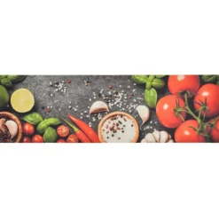 vidaXL Keukenmat wasbaar groenteprint 45x150 cm fluweel