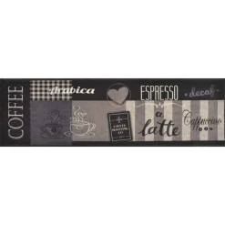 vidaXL Keukenmat wasbaar koffieprint 45x150 cm fluweel zwart