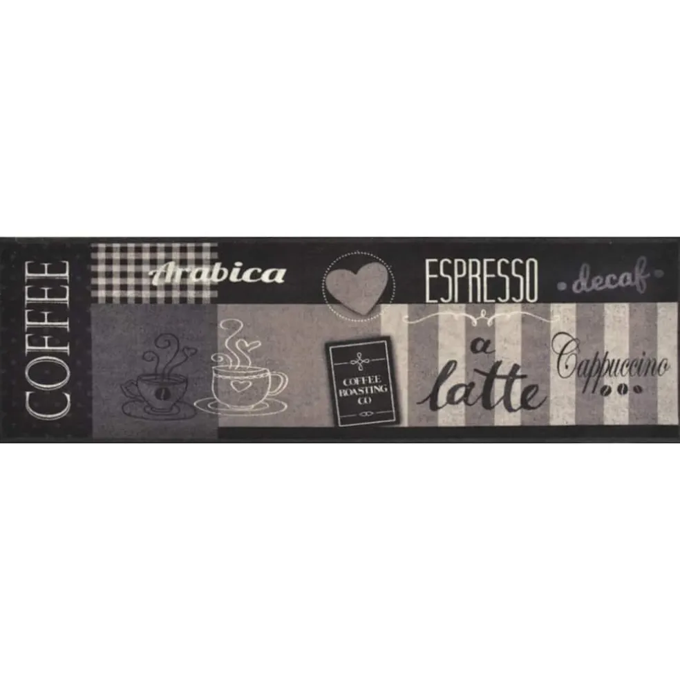 vidaXL Keukenmat wasbaar koffieprint 45x150 cm fluweel zwart
