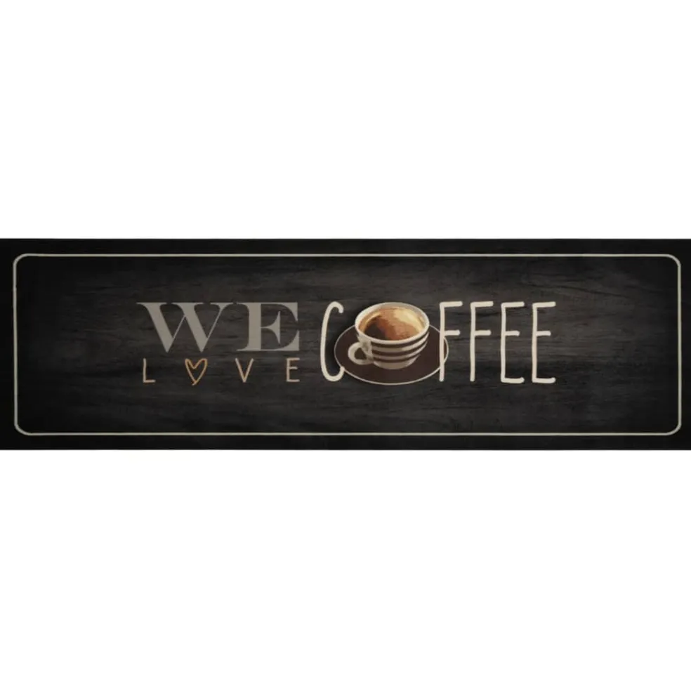 vidaXL Keukenmat wasbaar koffietekst 45x150 cm fluweel