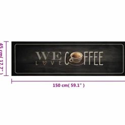 vidaXL Keukenmat wasbaar koffietekst 45x150 cm fluweel
