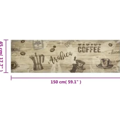 vidaXL Keukenmat wasbaar koffieprint 45x150 cm fluweel bruin