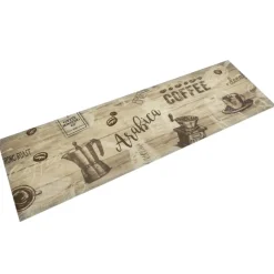 vidaXL Keukenmat wasbaar koffieprint 45x150 cm fluweel bruin