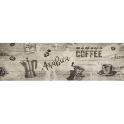 vidaXL Keukenmat wasbaar koffieprint 45x150 cm fluweel grijs