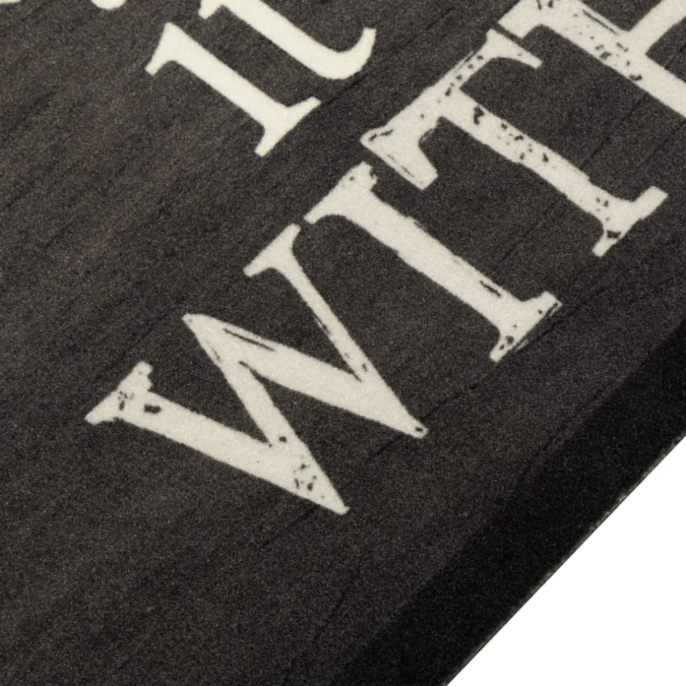 vidaXL Keukenmat wasbaar kopjeprint 60x300 cm fluweel zwart