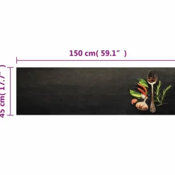 vidaXL Keukenmat wasbaar kruidenprint 45x150 cm fluweel