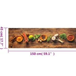 vidaXL Keukenmat wasbaar kruidenprint 45x150 cm fluweel