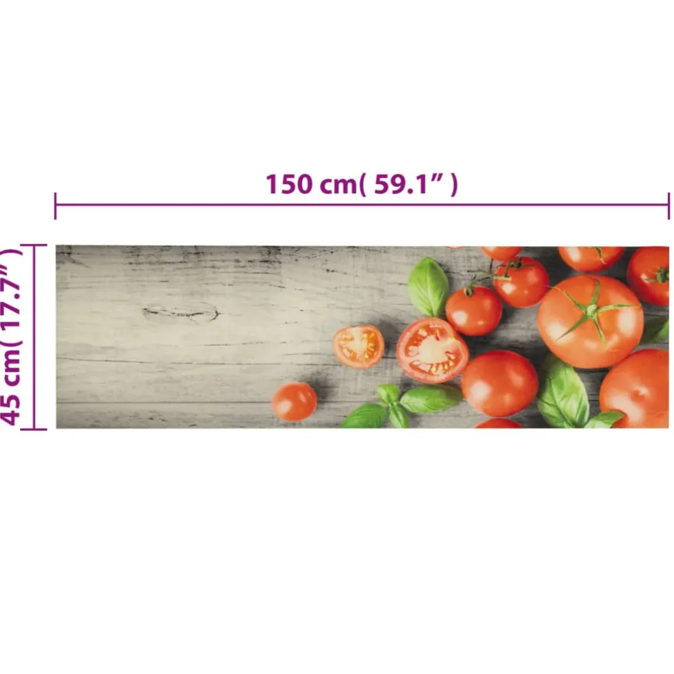 vidaXL Keukenmat wasbaar tomatenprint 45x150 cm fluweel