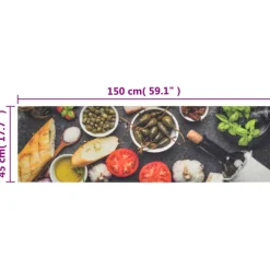 vidaXL Keukenmat wasbaar wijn- en dinerprint 45x150 cm fluweel