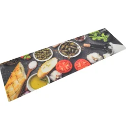 vidaXL Keukenmat wasbaar wijn- en dinerprint 45x150 cm fluweel