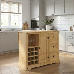 VidaXL Keukenopslag Honing Wax 112 x 70 x 91,5 cm Massief dennenhout