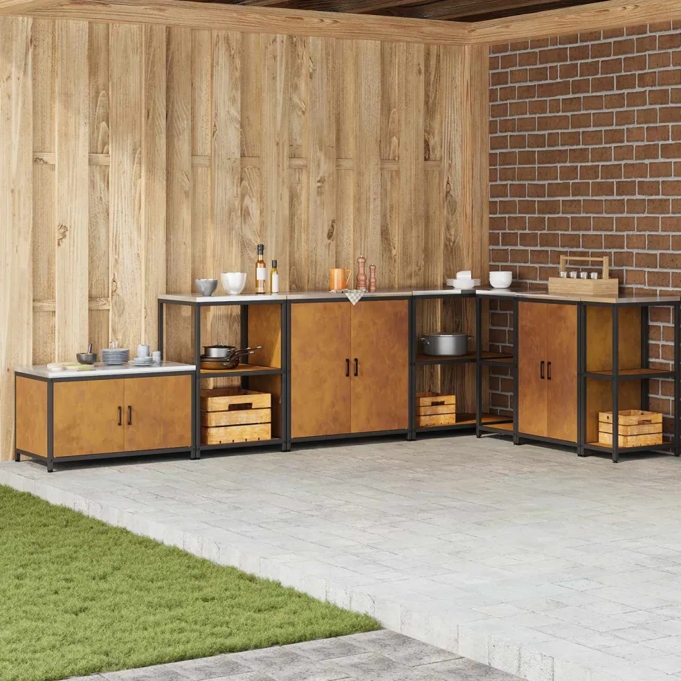 vidaXL Keukenopslag Kast HATTEM Roestig 90 x 50 x 92 cm Staal