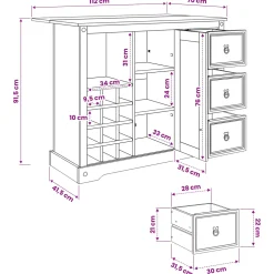 VidaXL Keukenopslag met lade Wit en Honing Was 112 x 70 x 91,5 cm