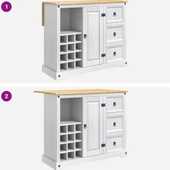 VidaXL Keukenopslag met lade Wit en Honing Was 112 x 70 x 91,5 cm