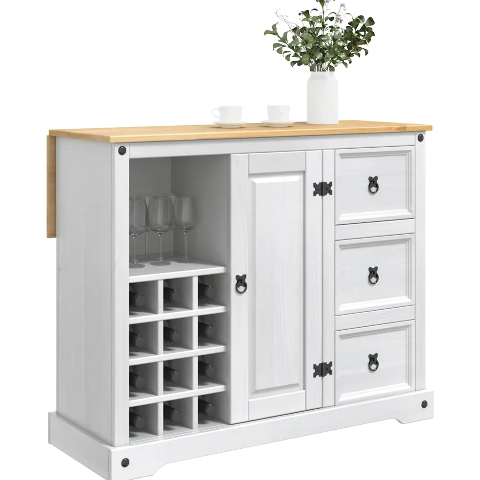 VidaXL Keukenopslag met lade Wit en Honing Was 112 x 70 x 91,5 cm