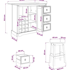 vidaXL Keukenopslag 2 st Wit en Honing Was 112 x 77 x 90 cm