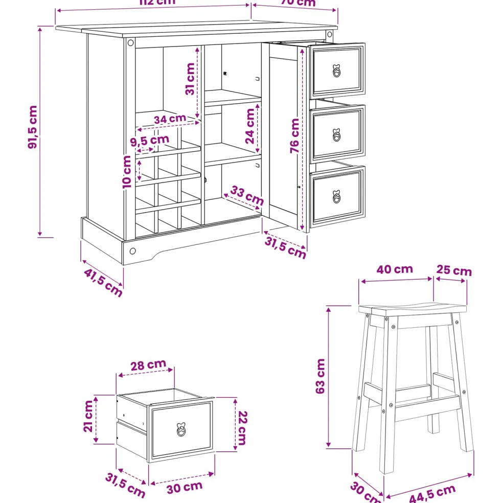 vidaXL Keukenopslag 2 st Wit en Honing Was 112 x 77 x 90 cm
