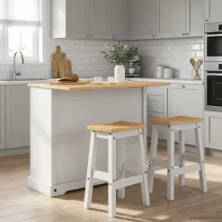vidaXL Keukenopslag 2 st Wit en Honing Was 112 x 77 x 90 cm