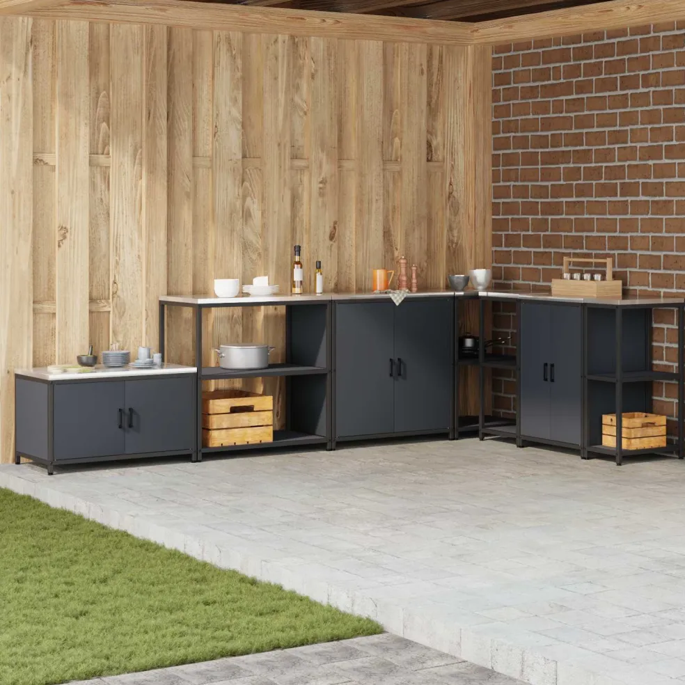 vidaXL Keukenplankeenheid HATTEM Antracietkleurig 90 x 50 x 92 cm