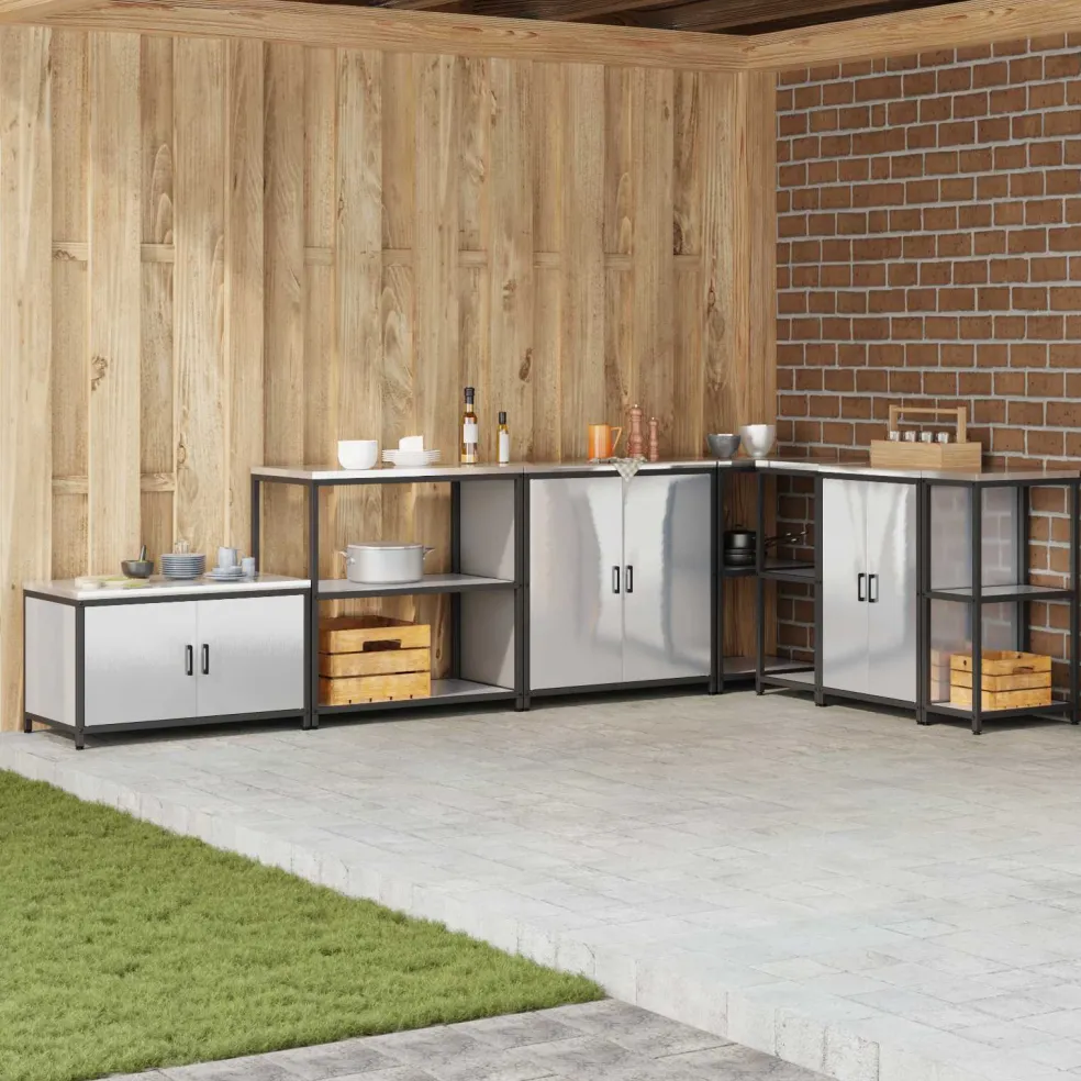 vidaXL Keukenplankeenheid HATTEM Zilverkleurig 90 x 50 x 92 cm Staal
