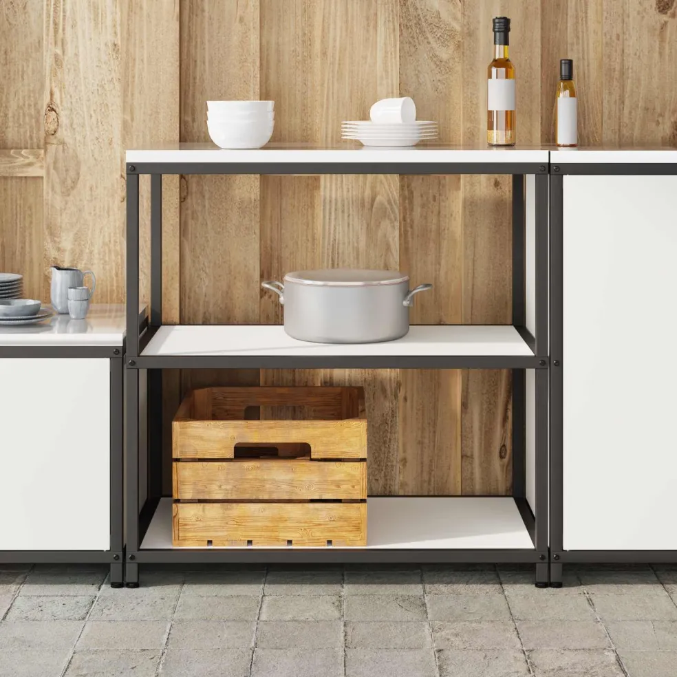 vidaXL Keukenplankeenheid HATTEM Wit 90 x 50 x 92 cm Staal