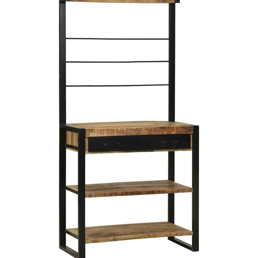 vidaXL Keukenrek Bruin en zwart 80 x 40 x 160 cm Massief Mango Hout