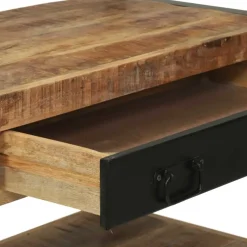 vidaXL Keukenrek Bruin en zwart 80 x 40 x 160 cm Massief Mango Hout