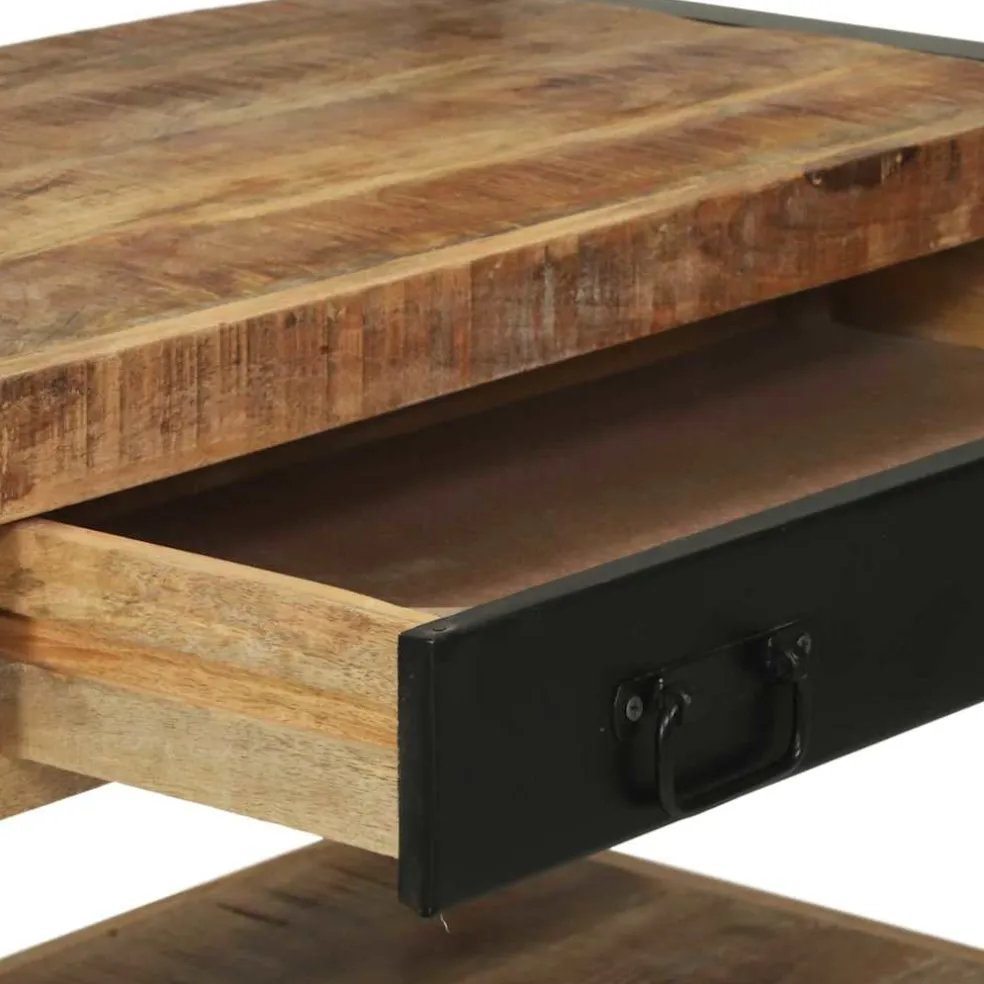vidaXL Keukenrek Bruin en zwart 80 x 40 x 160 cm Massief Mango Hout