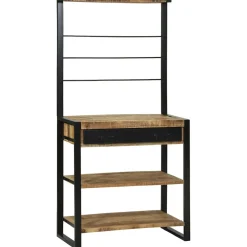 vidaXL Keukenrek Bruin en zwart 80 x 40 x 160 cm Massief Mango Hout