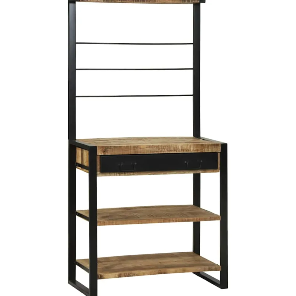 vidaXL Keukenrek Bruin en zwart 80 x 40 x 160 cm Massief Mango Hout