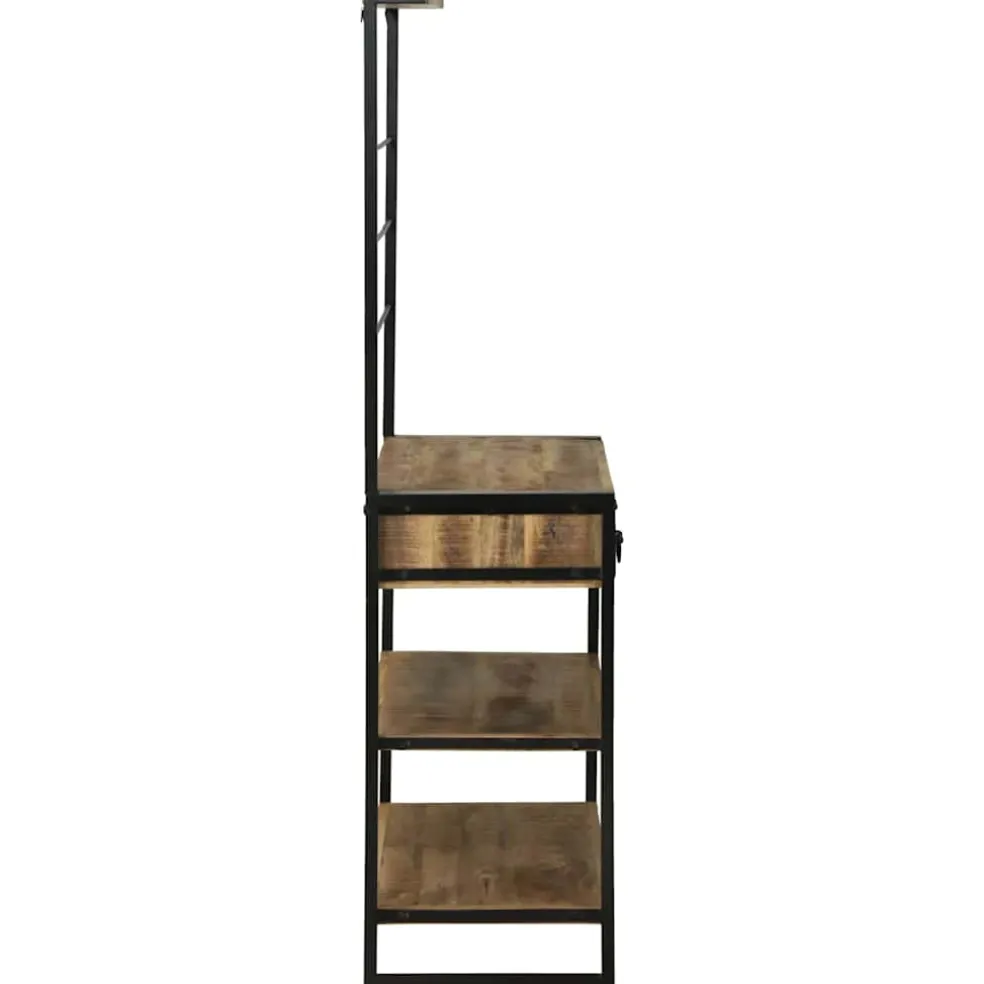 vidaXL Keukenrek Bruin en zwart 80 x 40 x 160 cm Massief Mango Hout