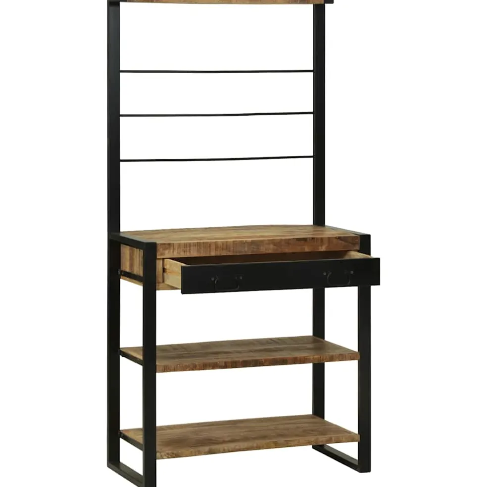 vidaXL Keukenrek Bruin en zwart 80 x 40 x 160 cm Massief Mango Hout