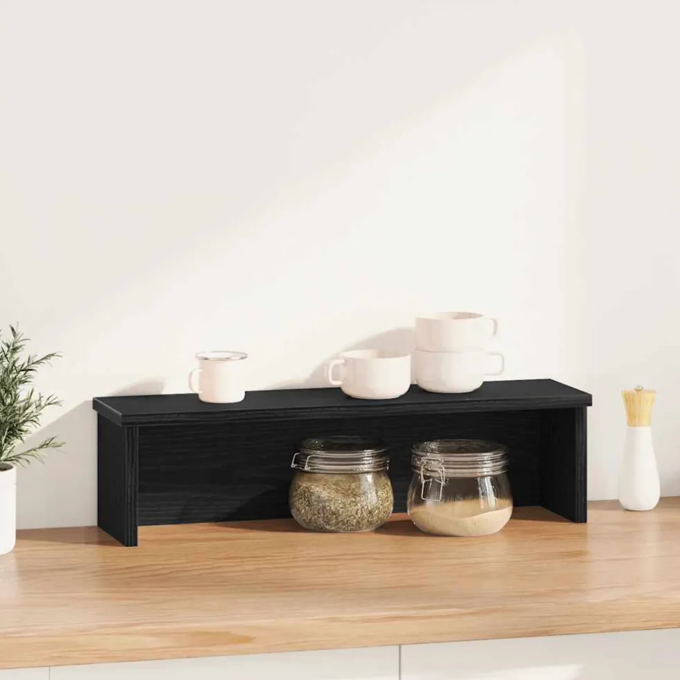 vidaXL Keukenrek stapelbaar 60x15x16 cm bewerkt hout zwart