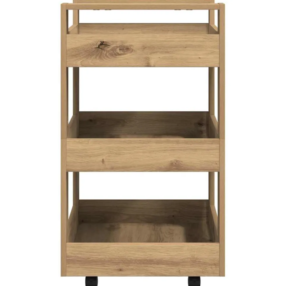 vidaXL Keuken Trolley Artisan Eiken 60 x 45 x 80 cm Bewerkt hout
