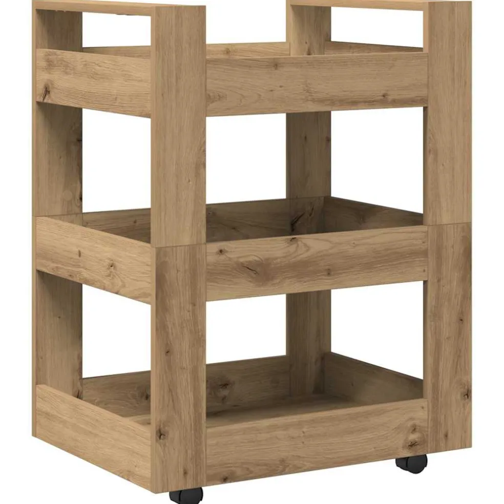 vidaXL Keuken Trolley Artisan Eiken 60 x 45 x 80 cm Bewerkt hout